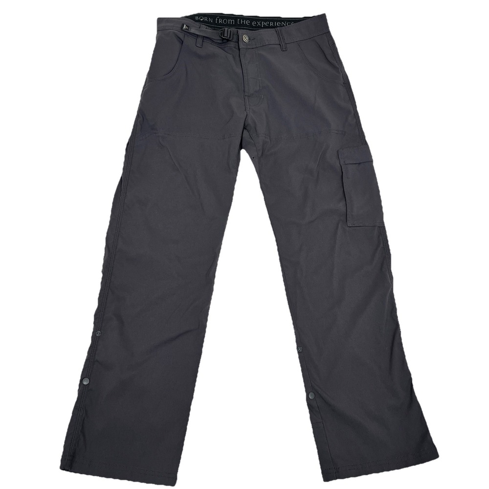 PrAna Mens Zion Cargo Pants Gray Stretch Belted Hiking Pants Size 32x30 Gorpcore